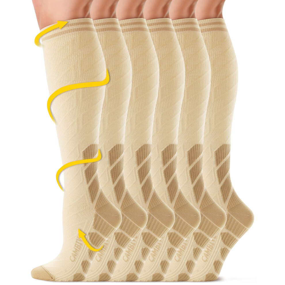 Cambivo Compression Socks For Men And Women 3 Pairs, 20-30 Mmhg Flight Socks Sto