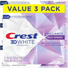 Crest Toothpaste 3D White Brilliance Vibrant Peppermint 4.1oz (Pack of 3)