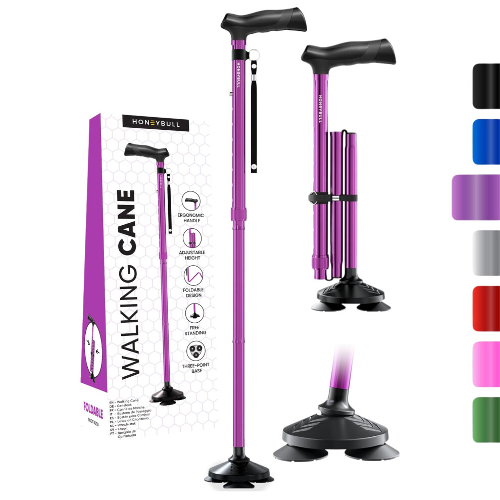 Honeybull Walking Cane For Men & Women | Foldable Adjustable Collapsible Free
