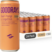 Goodrays - 30mg CBD Drink - 24 x 250ml Cans - Blood Orange & Grapefruit - Natural Flavours, Low Calorie, Vegan - High Strength (30mg/can), All Natura