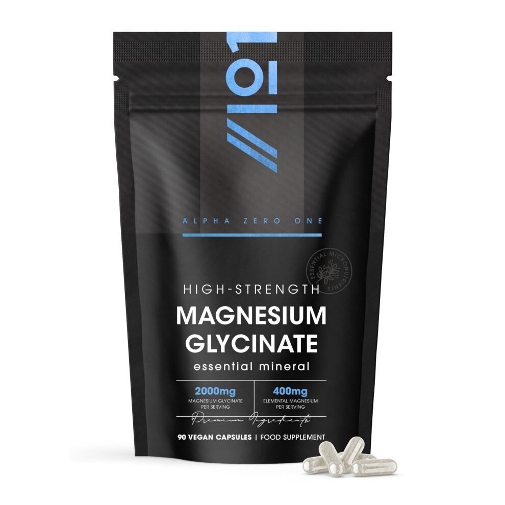 Alpha01 Magnesium Glycinate 2000Mg Â 400Mg Elemental Chelated Magnesium Â 90 Vegan Capsules