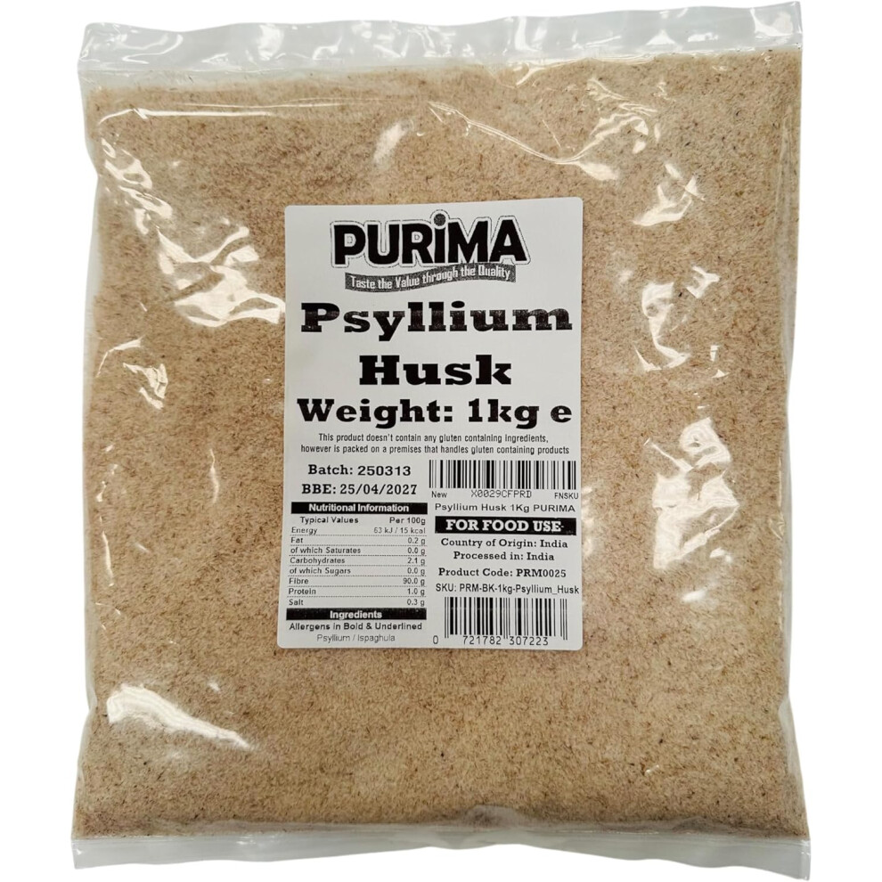 Purima Psyllium Husk 25Kg Â 99% Purity Blond Whole Husks Flakes Bulk Soluble