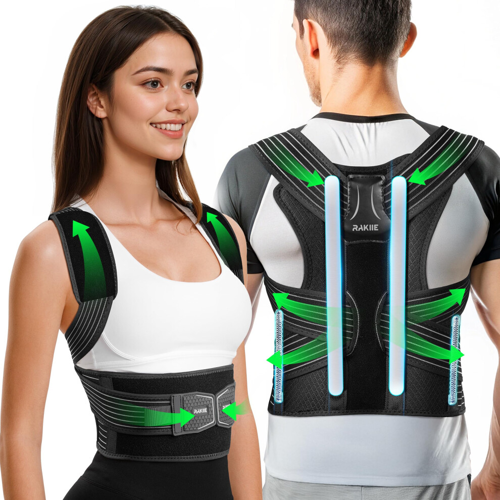 Rakiie Posture Corrector For Women And Men Upgraded Back Brace With Enhanced