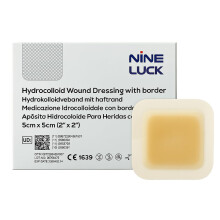 5pcs - 5cm x 5cm Hydrocolloid Wound Dressing Pads with Border, Sterile Waterproof Adhesive Bandages for Wounds, Cushioned Plasters for Wounds Cuts Sc