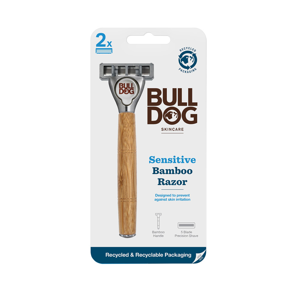 Bulldog Skincare | Sensitive Bamboo Razor Smooth Glide Razor Handle + 2
