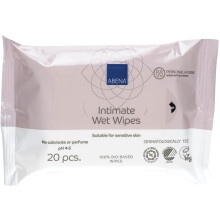 Abena Intimate Wipes | Pack of 20 Body Wipes | Intimate Wipes for Women and Men | Compostable Antibacterial Body Wipes | Fragrance Free | Dermatologi