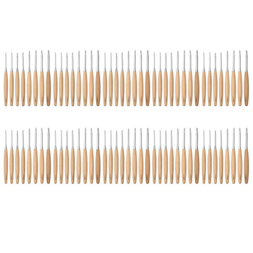 80Pcs Wood Crochet Hooks 3.0mm-6.5mm, Ergonomic Handle Crochet Hooks Set 1