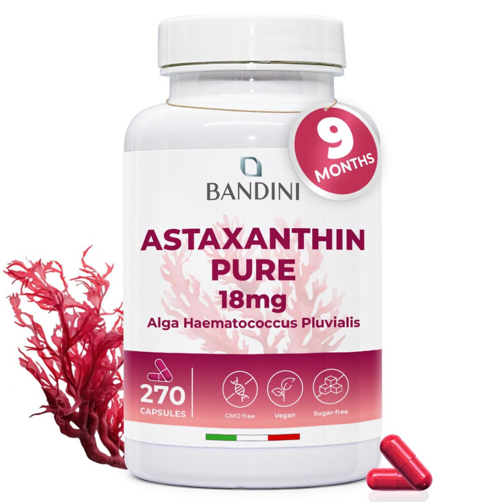 Photos - Vitamins & Minerals Bandini Pure Astaxanthin 18 mg | 270 High Strength Capsules | 9 months supply | Powerful antioxidant from Haematococcus Pluv