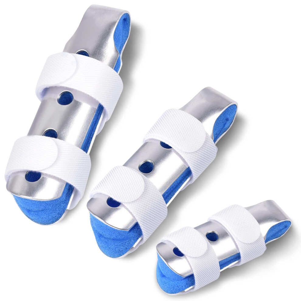 Sopito Blue Finger Splints, 3Pcs Splint For Broken, Mallet, Trigger Fingers, Metal Brace For Arthritis, Knuckle Immobilization,