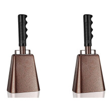 2pcs 10 in Steel Cowbell/Noise Makers with Handles, Cheering Bell Sporting. Solid School Hand Bells, Cowbells