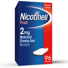 Nicotinell Fruit Gum 2mg (96 Pieces), Stop Smoking Aid, Sugar Free Nicotine Gum, Mild Fruit Flavour, 2mg Regular Strength for Light Smokers, Quit Smo