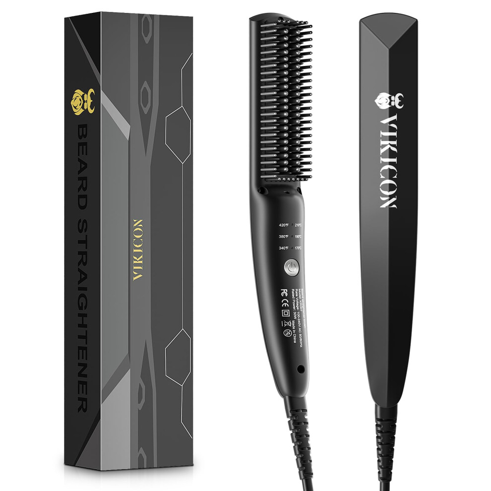 Vikicon Unisex Beard Straightener 30S Quick Heated Beard Brush Mini Heating Straightening Comb
