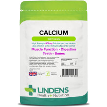 Lindens - Calcium 800mg with Vitamin D3-100 Tablets - UK Made - Contributes to N