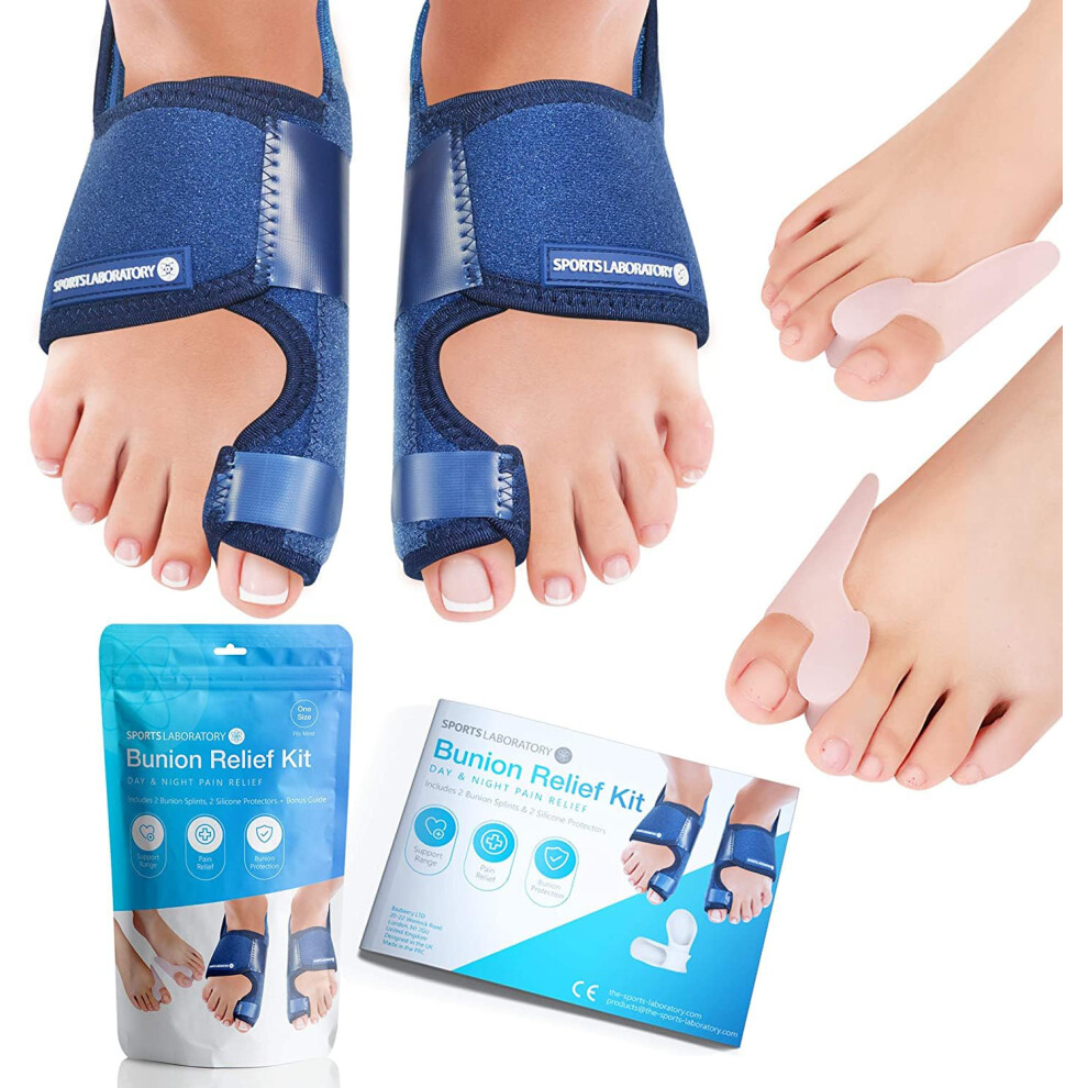 Sports Laboratory Bunion Corrector For Women And Men | Silicone Toe Separators | Toe Spacers | Toe Straighteners | Set: 2X Bunion Splints, 2X Big Toe