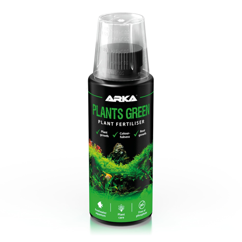 Photos - Aquarium Chemicals ARKA Aquarium plant fertiliser – Plants Green 118 ml – promotes lush growth & deep roots – complete liquid fertiliser with i