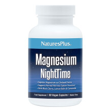 NaturesPlus Magnesium Night Time - Magnesium Glycinate and Taurate Supplement with L-Theanine, Ashwagandha, Lemon Balm, B6, Hops - Vegan, Gluten