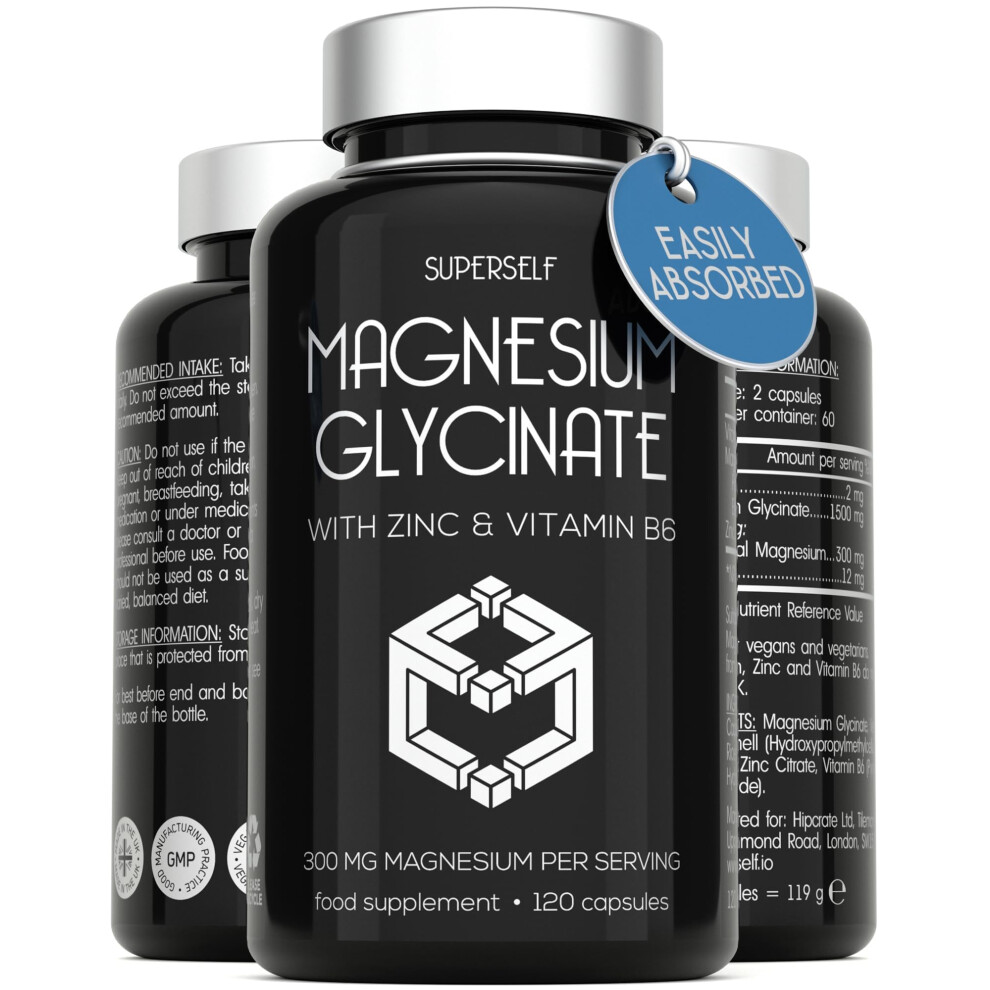 Superself Magnesium Glycinate Supplement | 1500Mg Magnesium Bisglycinate Capsules With Zinc & Vitamin