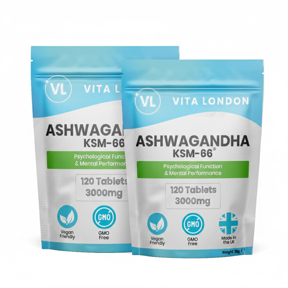 Vl Vita London Ashwagandha Ksm|66 High Strength Tablets 3000Mg | 4 Month Daily Supply |