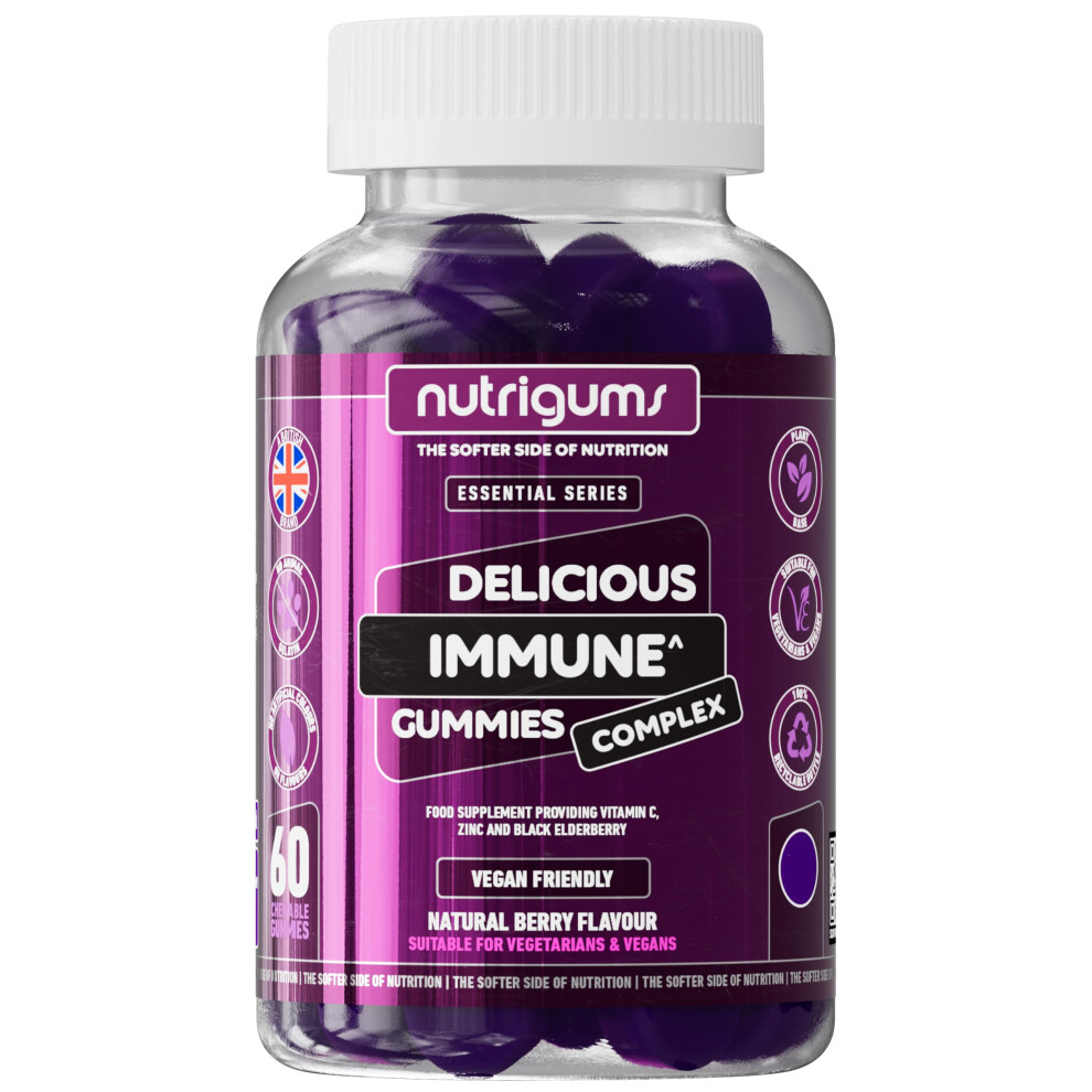 Photos - Vitamins & Minerals Immune Support Complex Gummy | Elderberry Extract 2000mg, Vitamin C and Zinc | Blueberry Flavour | 60 Vegan Gummies | Boost