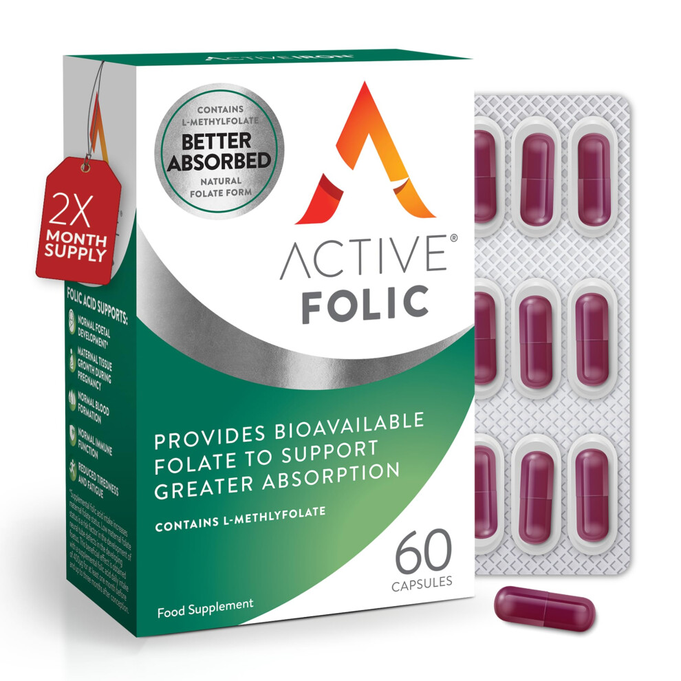 Solvotrin Active Folic 400 Mcg Â L-Methylfolate Folic Acid Supplement Â Highly Absorbed, Vegan Â Supports Pregnancy, Energy, Tiredness & Fatigue Reduction