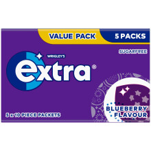 Wrigley's Extra Chewing Gum Blueberry Flavour 5 Packs of 10 Pieces Sugar