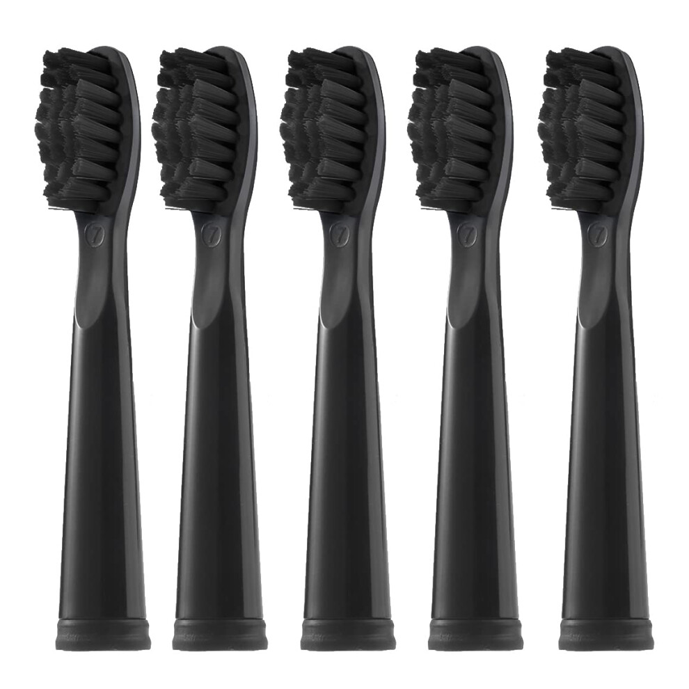 Teeteck 5Pc Toothbrush Heads,Compatible With Fw-D7/D8/D1/D3, Fw507/508/551/917/959 (Bamboo Charcoal Black-Hard)