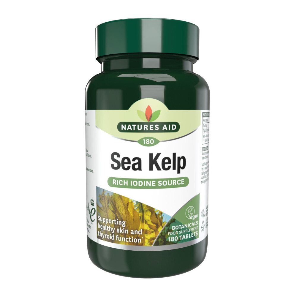 Natures Aid Sea Kelp 187Mg Â 180 Vegan Tablets Â High Strength Iodine Supplement Â Supports Thyroid Function & Skin Â With Calcium