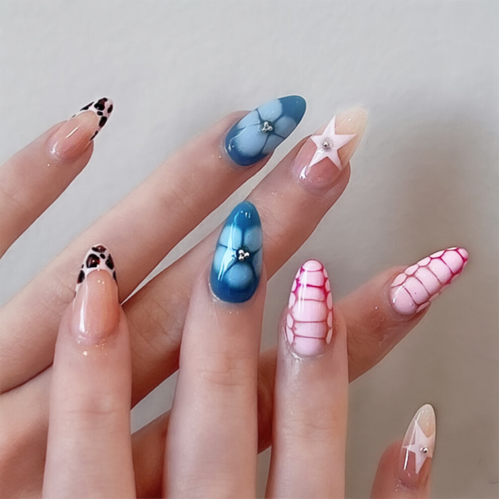 Creation-3C 24Pcs Crocodile Pattern Reusable Fake Nails
