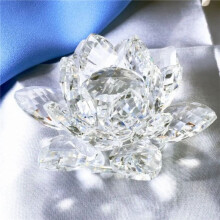 2X A Crystal Lotus Flower Figurine Valentine Wedding Decor Glass Collection Paperweight Table Ornaments Souvenir