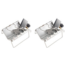 2X Kampeerfornuis Buiten Draagbare Winddichte Krachtige Cassette Gasfornuis Picknick Accessoires