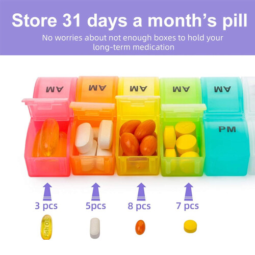 Pill Boxes Monthly Pill Organizer 2 Time a Day 31 Day Case