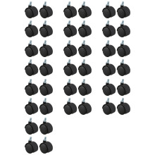 Plastic Swivel Caster 8mm Screw Stem 1.5-Inch Dia Wheel 40 Pcs Black