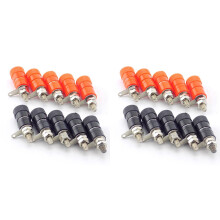 10X Bananenstecker, Buchsenstecker, Vernickelt, Polklemmenmutter, Bananenstecker, Klinkenstecker