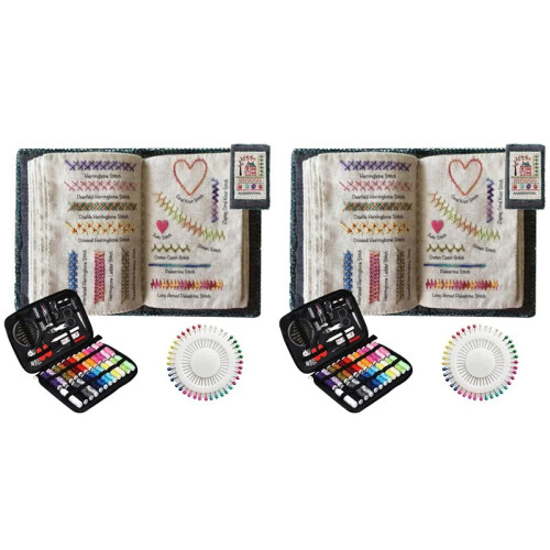 2X DIY Stitch-Book, Stitch-Book Embroidery, with 24 Bundle Embroidery Floss Set, 86 Sewing Patterns