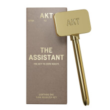 AKT, THE ASSISTANT. Tube squeezer key — The key to ZERO WASTE. 100% PLASTIC FREE & RECYCLABLE — Squeeze out every last drop of your NATURAL DEODOR