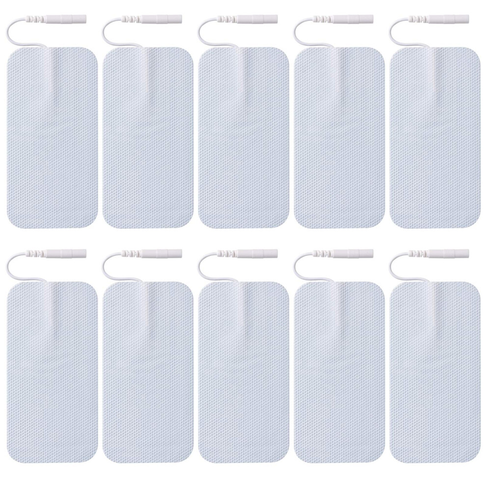 Litetour 10 Pieces Large Electrode Pads For Tens Unit Replacement Pads For Tens Machine 2Mm Pin Connector - 2X4 Inches Self-Adhesive Electrodes