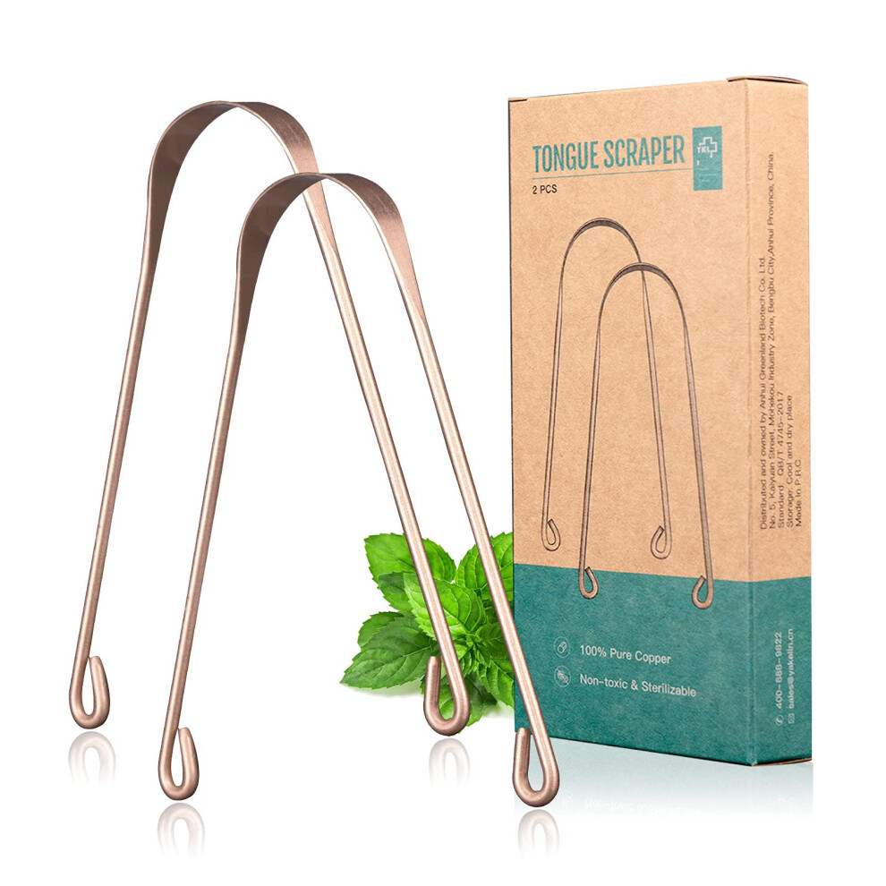 Y-Kelin Y|Kelin 2 Pcs Copper Tongue Scraper Tongue Brush For Oral Care (2
