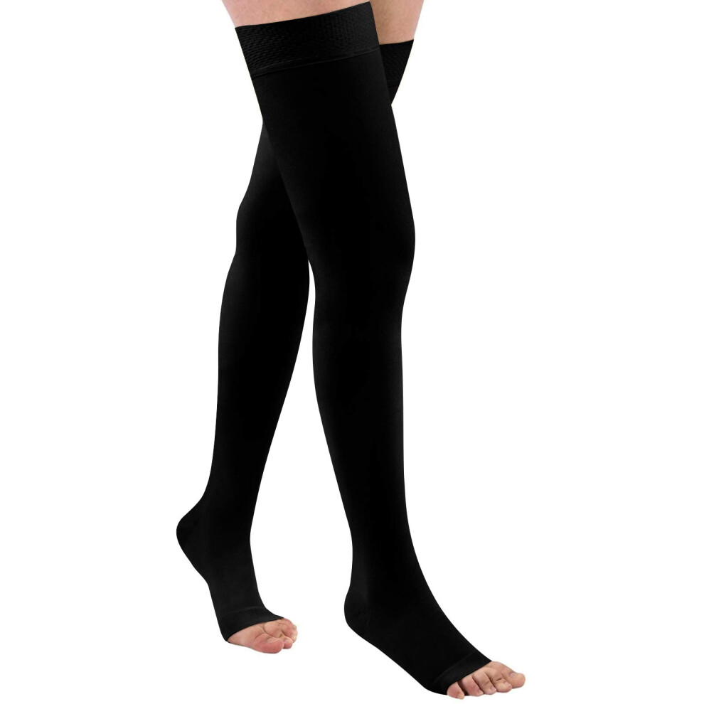 Evolyline Beige Medical Open Toe Thigh High Compression Socks For Women & Men