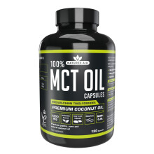 Natures Aid MCT Oil Capsules 1200mg 120 Capsules - Premium 100% Coconut Oil - Supports Energy Boost Metabolism Keto Weight Management - Gluten-Free E