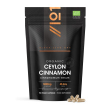 Organic Ceylon Cinnamon 1400mg – Potent 100% Sri Lanka Cinnamon Verum – 90 Vegan Capsules – Resealable and Recyclable Pouch by Alpha01