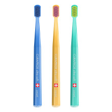 Curaprox CS Smart Toothbrush – Compact Brush Head for Children and Adults | Ultra-Gentle Cleaning | 3-Pieces | Mixed Colours | Made in Switzerland