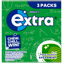 Extra Chewing Gum Sugar Free Spearmint Flavour Pack of 3 x 9