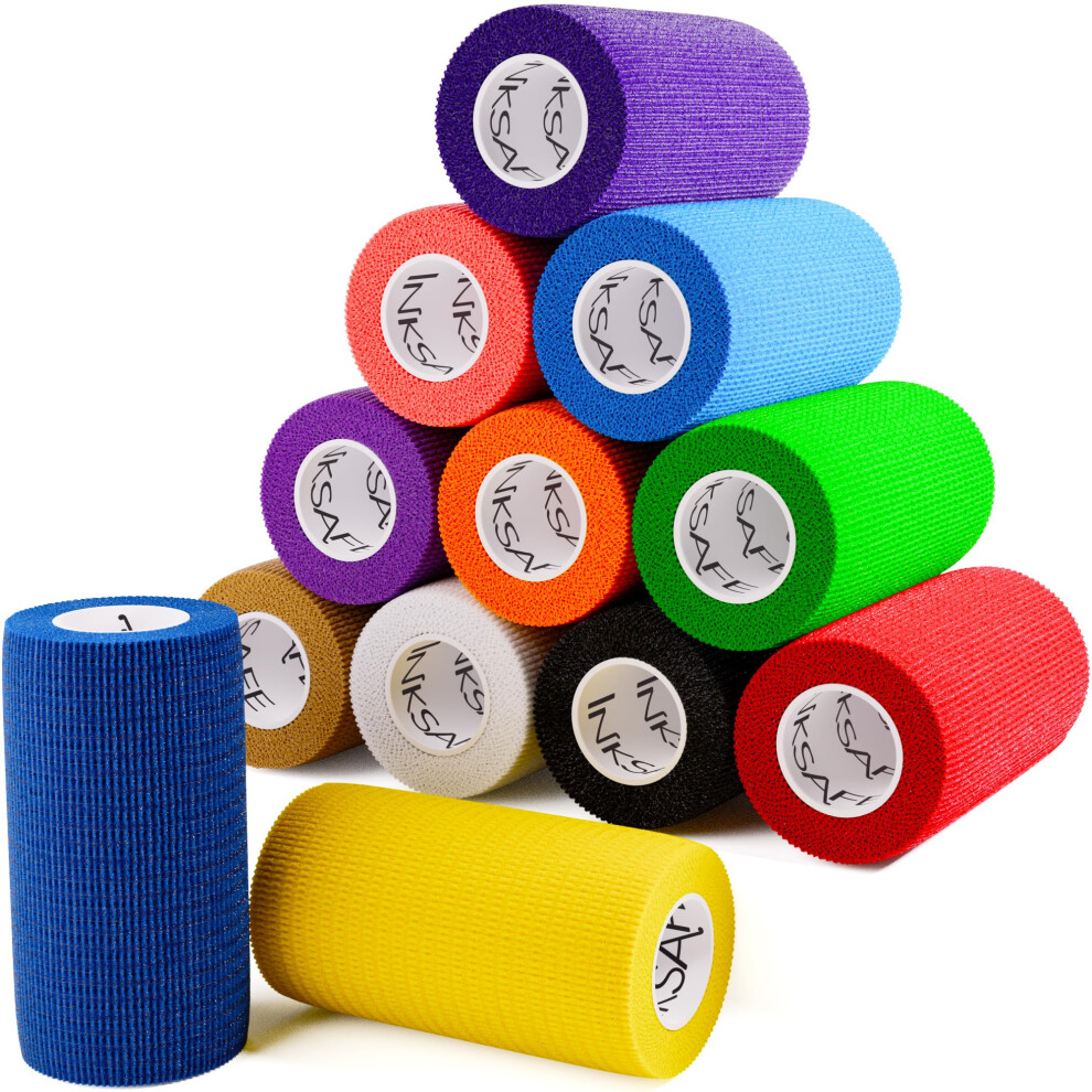 Inksafe Assorted Colours Self Adherent Cohesive Bandages 10Cm X 4.5M Box Of