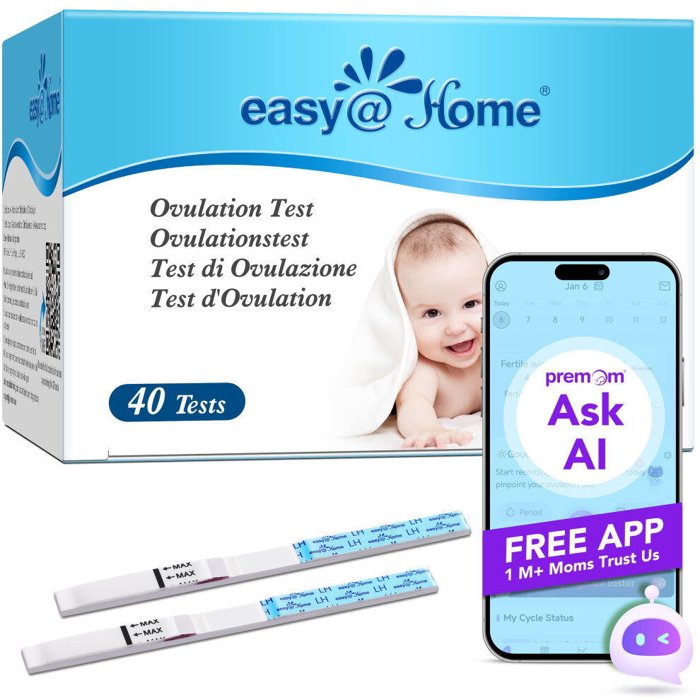 Easy@Home Ovulation Test Strips Fertility Test Kit, Powered By Premom Ovulation Predictor Ios And Android App (40Lh)