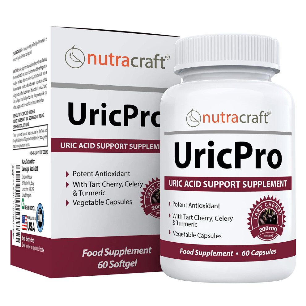 Nutracraft Uricpro Uric Acid Cleanse Supplement | Tart Cherry Turmeric Celery Bromelain Cranberry