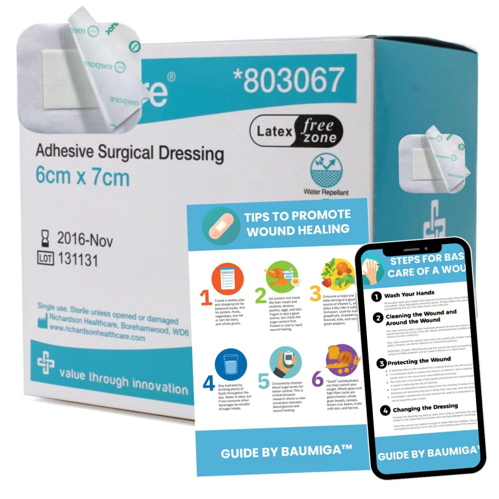 Innofiy Surgical Adhesive Dressing Pads 6Cm X 7Cm Â Sterile Non-Woven Wound Care Plasters For Sensitive Skin Â Hypoallergenic, Breathable & Water
