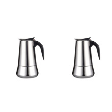 2X Cafetière à Induction à Induction en Acier Inoxydable, Café Italien à la Maison avec Pot Moka en Chrome Moderne