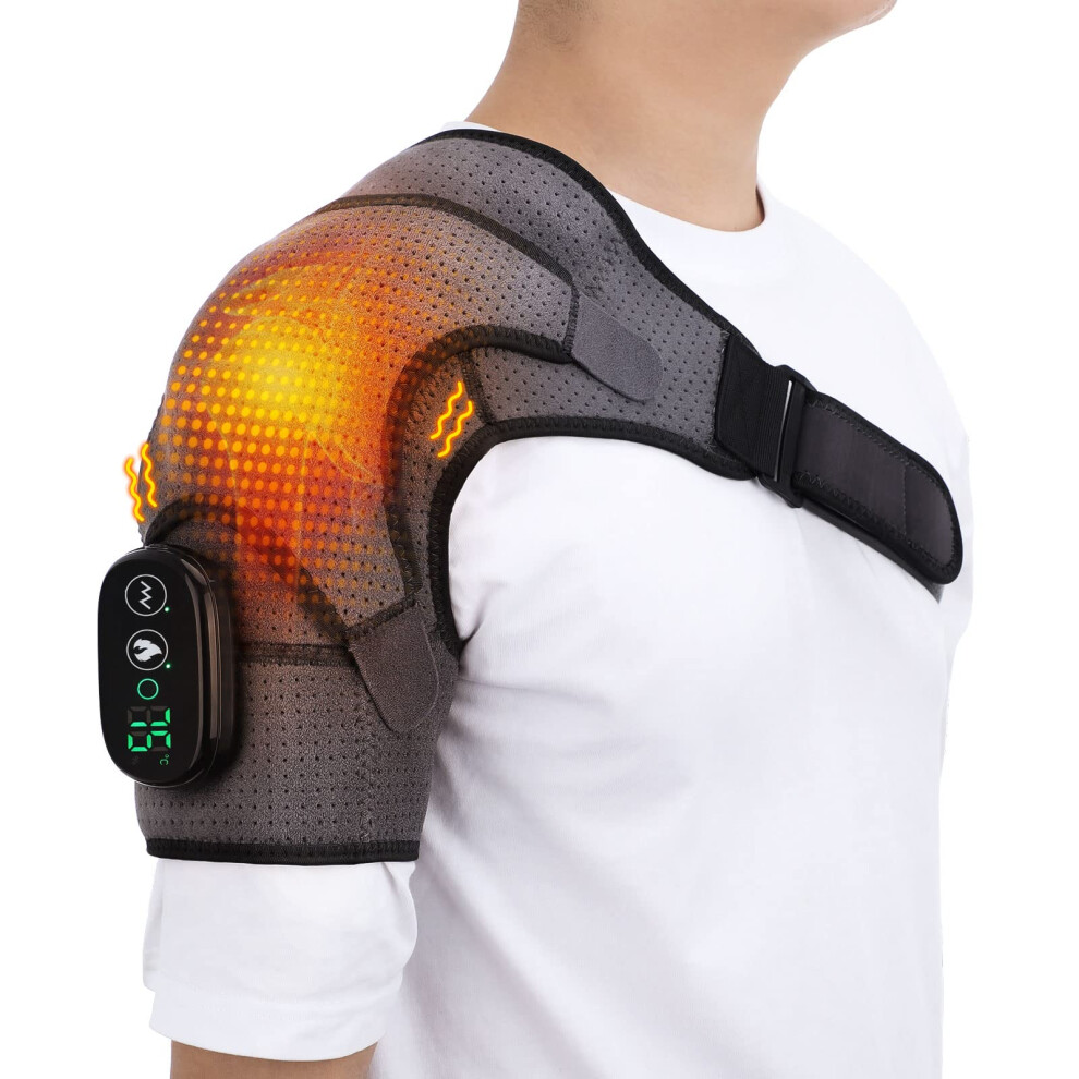 Afdeal Heated Shoulder Wrap Brace Support With Vibration Heating Electric Shoulder Wrap
