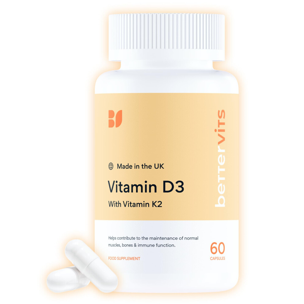 Bettervits Vitamin D3 K2 4000Iu High Strength | Premium K2 Vitamin Supplements | Supports Immune System - Bone & Heart Health | Essential Vit D For E