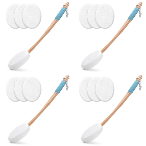 Lotion Applicator for Back, Feet, 16 Replaceable Pads, 4 Long Handle, Back Lotion Applicator for Seniors, Women